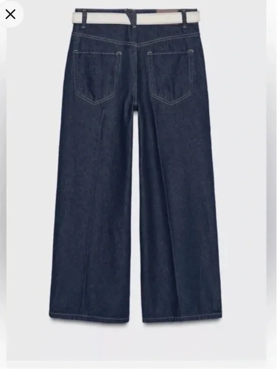 Zara NWT Z1975 pressed creased belted jeans 6164/077 - Picture 9 of 13